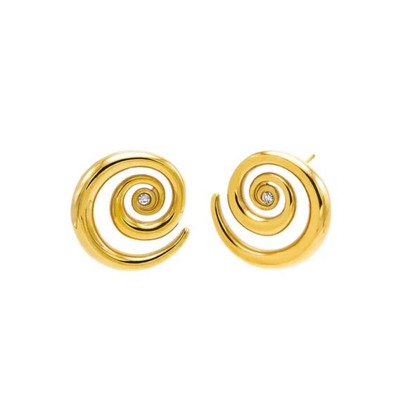 Adina Eden Swirl Stud Earring Gold Tone NWT - Picture 1 of 1